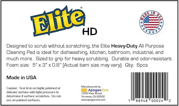 Elite HD All Purpose Cleaning Pad, 6 Pack, Non Scratch, Dish Sponge, Made in - Image 7