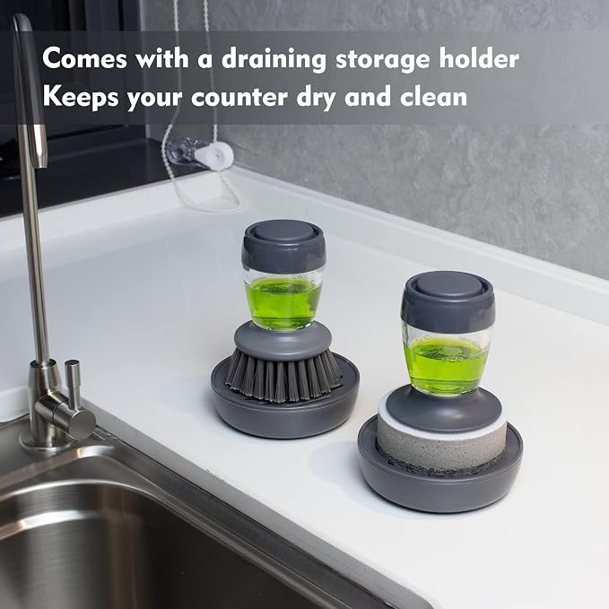 Dish Brush with Soap Dispenser, Kitchen Scrub Brush - Image 6