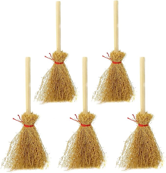 Mini Broom Rope Wizard Broom Halloween Decorative Accessory Hangings Decorations by Ankelesz