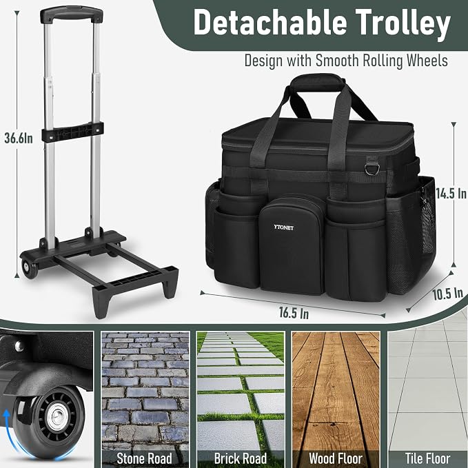 Ytonet XXL Cleaning Caddy with Wheels, Large Rolling Cleaning Caddy Bag with - Image 3