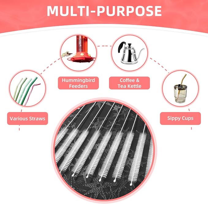 Cleaning Brushes for Reusable Drinking Straws, Long Wire Handle, Bottle and - Image 6