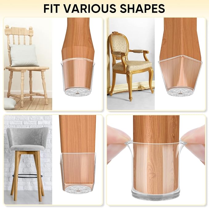 BALEINE 16 Pack Silicone Chair Leg Floor Protectors, Stool Leg Protectors Cap - Image 7