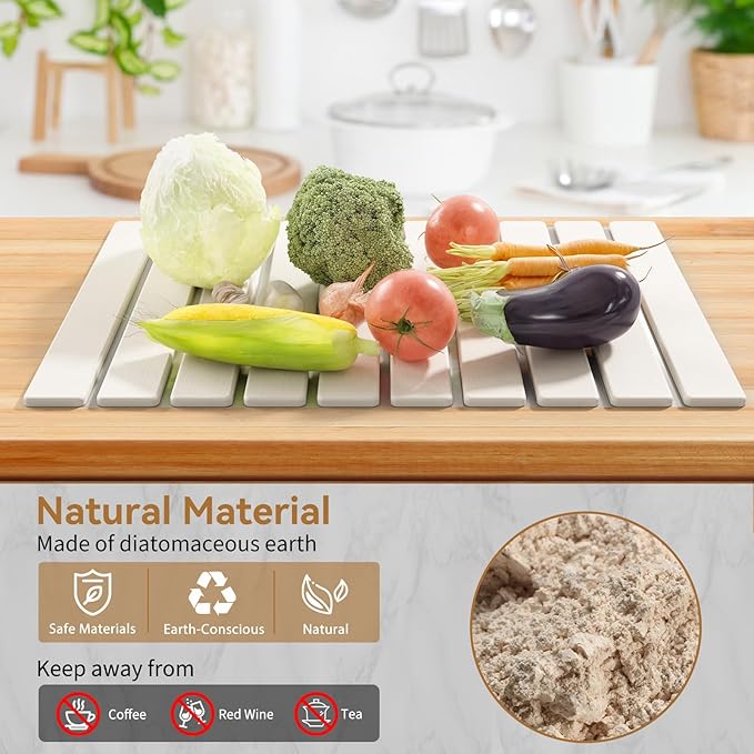 Large Stone Dish Drying Mats for Kitchen Counter, 23.6''x15.3'' Foldable Quick - Image 5