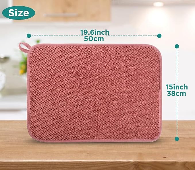 Microfiber Dish Drying Mat, Super Absorbent Kitchen Dish Drying Pad, Reversible - Image 2