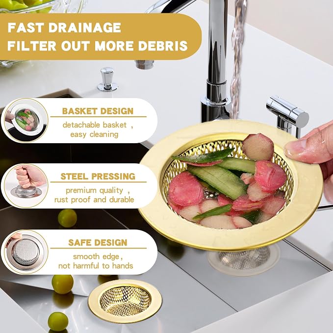 RQYEKDO 2-Pack Kitchen Sink Strainer Stainless Steel - Image 4