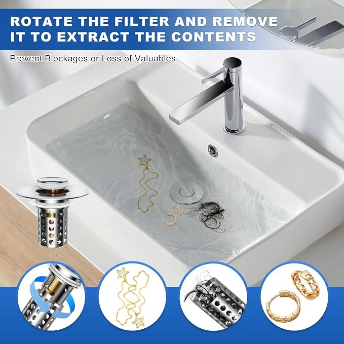 Upgraded Bathroom Sink Stopper, Sink Drain Strainer - Image 2