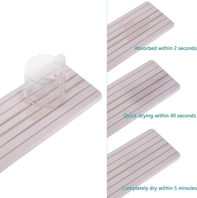 2 PCS Water Absorbent diatomite Coasters, 10.2" x 4" Water Absorbing Stone Tray - Image 5