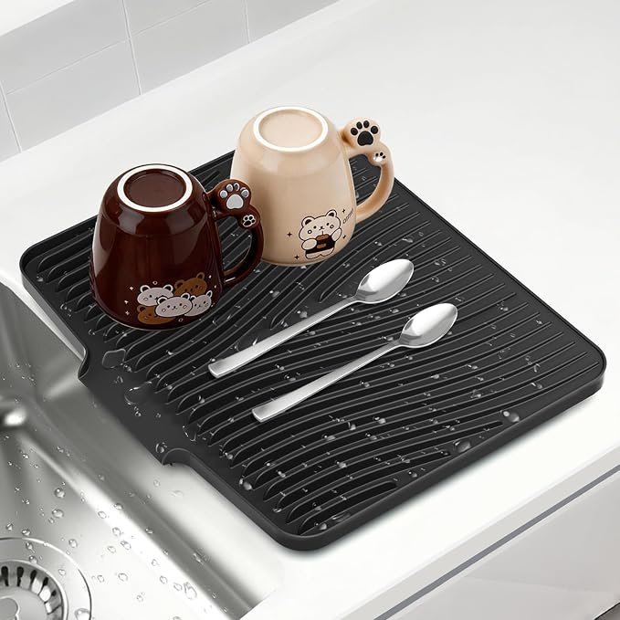 Silicone Dish Drying Mat for Kitchen Counter, Non-Slip Drain Pad, Dish Drying by COPLIB