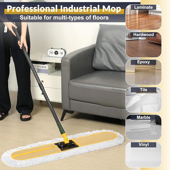 36" Commercial Dust Large Mops for Floor Cleaning, Heavy Duty Industrial Dry - Image 3