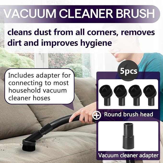 5PCS Fiber Brush Vacuum Attachment Set - Image 2