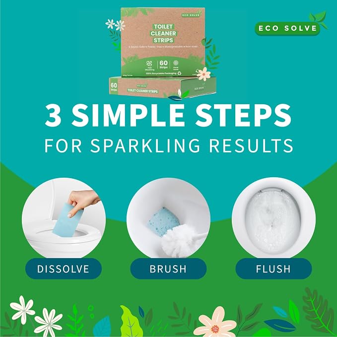 Natural Toilet Bowl Cleaner Strips, Eco-friendly, Septic Safe, Removes Odors & - Image 2