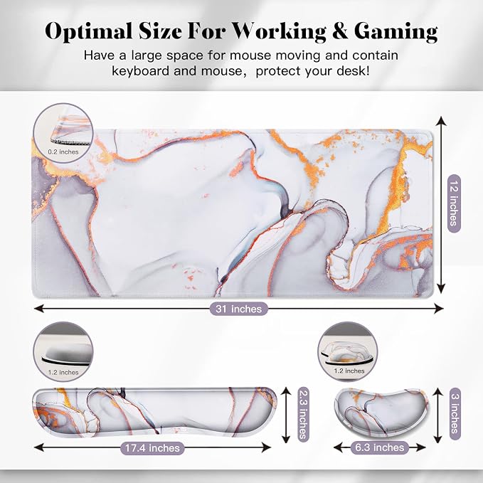 Gimars 4 in 1 Mouse Pad and Keyboard Wrist Rest Set, Large Mouse Pad - Image 3