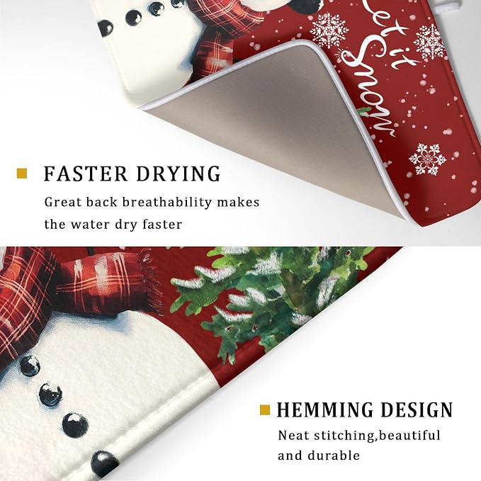 Winter Snowflake Red Dish Drying Mat - Image 3