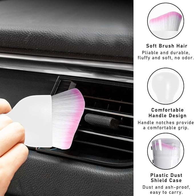 Car Interior Dust Brush, Soft Scratch Free Auto Detailing Brushes, Universal - Image 3