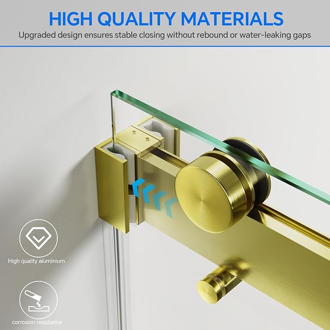 Frameless Sliding Shower Door, Stainless Steel Hardware, Double Sliding Shower - Image 4