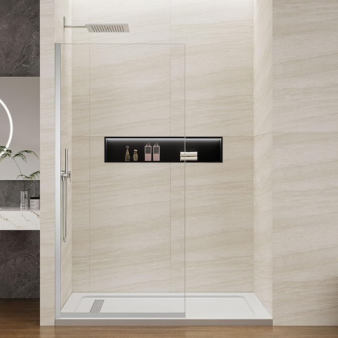 Shower Screen 36" x 76" Half Frameless Shower Wall Panel, Tempered Glass 3/8 - Image 3