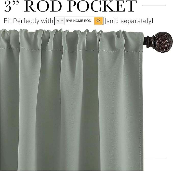 RYB HOME Blackout Curtains for Small Window - Image 2