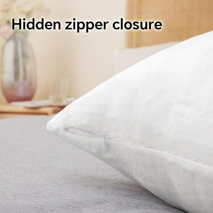 BEDELITE Flannel Pillowcases Standard Set of 2, Super Soft Fleece Pillow Case Cover with Zipper for Bedroom, Sofa, Couch,Luxury Cozy Velvet Pillow Shams for All Seasons(20x26 Inches, Bright White)