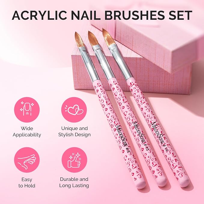 MelodySusie 3-Piece Acrylic Nail Brush Set - Image 3