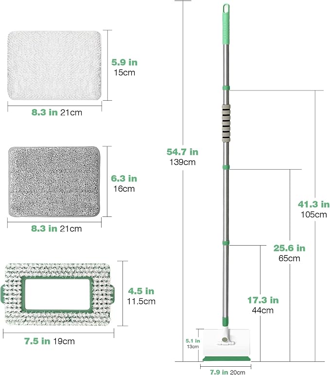 Baseboard Cleaner Tool with Handle, Wall Cleaner Mop with 54.7'' Adjustable - Image 2