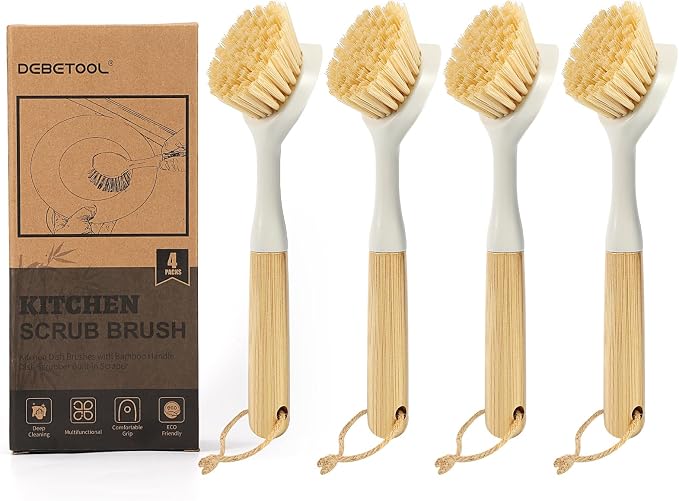 Dish Brush with Built-in Scraper by DEBETOOL