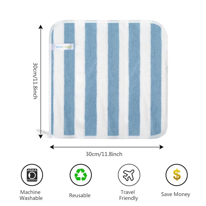 SINLAND Microfiber Facial Cloths Fast Drying Washcloth 12inch x 12inch - Image 2