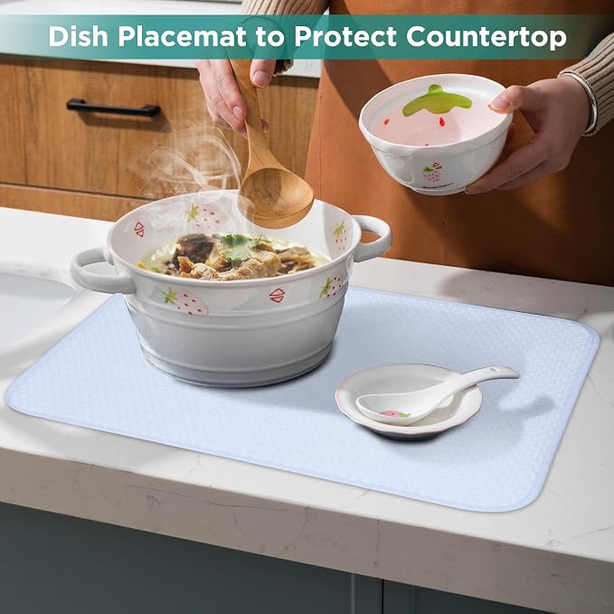 12 * 16 inch Microfiber Dish Drying Mat, Superb Absorbent Kitchen Dish Drying - Image 6