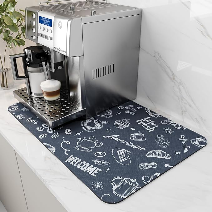 AMOAMI Coffee Mat Hide Stain Rubber Backed Absorbent Dish Drying Mat by AMOAMI