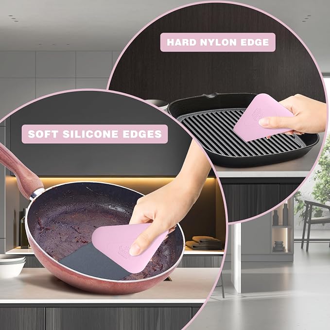 Food Scraper, 2-in-1 Pot and Pan Dish Scraper, Nylon and Silicone, Kitchen - Image 5