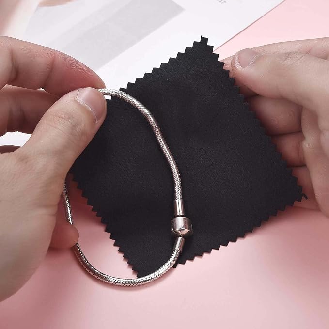 SEVENWELL 100pcs Jewelry Cleaning Cloth Black Polishing Cloth - Image 5