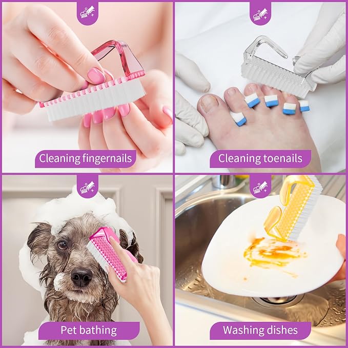 8Pcs Nail Brushes for Cleaning Fingernails, Handle Grip Nail Scrubber Brush - Image 5