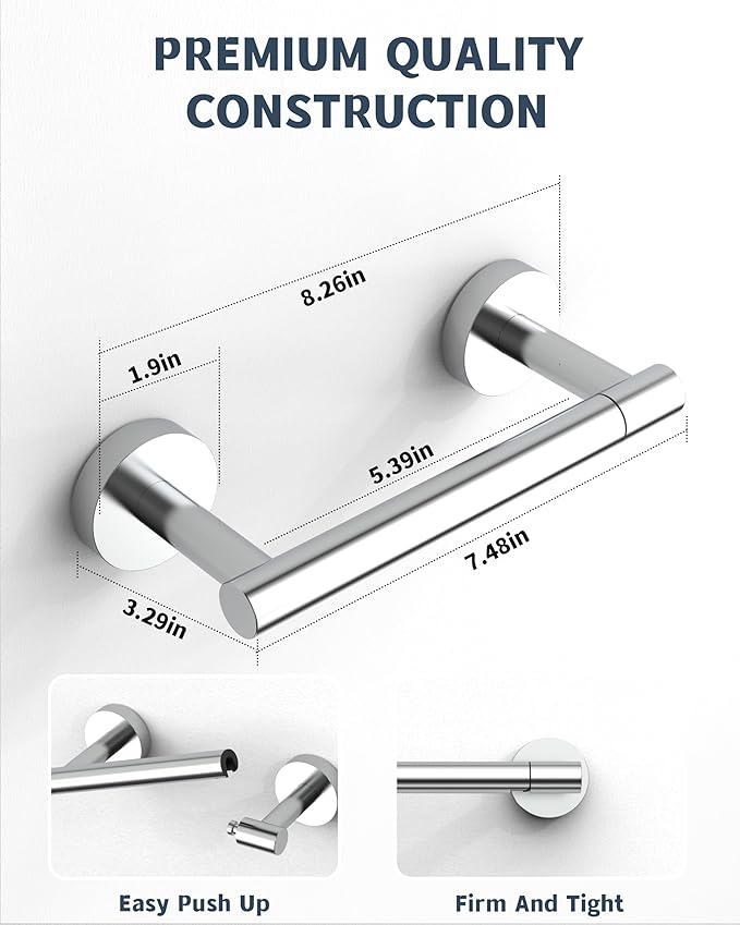 Polished Finish Toilet Paper Holder SUS304 Stainless Steel Double Post Pivoting - Image 4