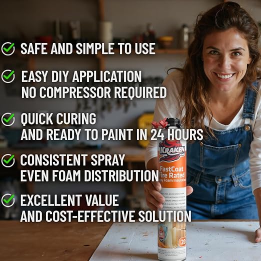 Kraken Bond Fastcoat Fire Rated Spray Foam Insulation Closed Cell in a Can 360 - Image 3