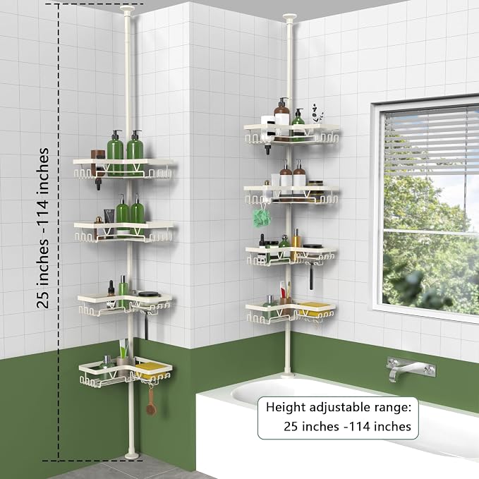 KEGII Shower Corner Caddy Tension Pole, Rustproof Corner Bathroom Organizer - Image 6