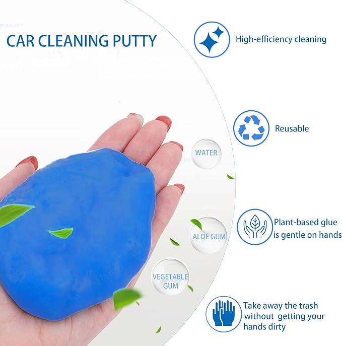 KWBLWFCar Cleaning Gel 2Pcs for Air Vents, Cup Holders & Keyboards – Reusable - Image 2