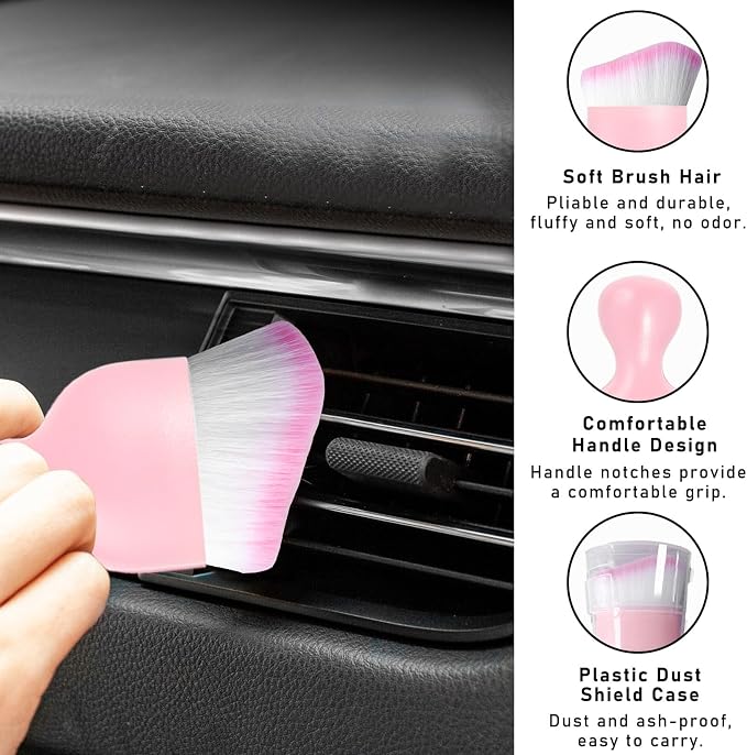 2PCS Car Interior Dust Brush, Soft Scratch Free Auto Detailing Brushes - Image 3