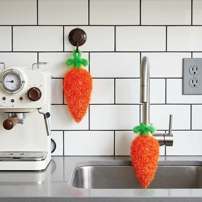 Breling 6 Pieces Carrot Shape Dish Sponge Dual Sided Non Scratch Dish Washing - Image 6