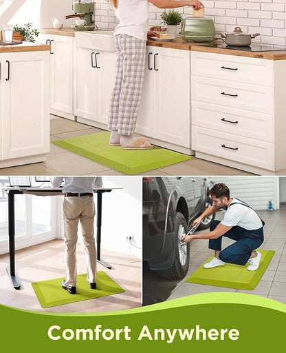 Ophanie Kitchen mats for Floor, 3/4 inch Thick, Kitchen Rugs, 20''x48'' Anti Fatigue Standing Cushioned Mat, Waterproof,Comfort Ergonomic mat for Office, Home, Sink, Green Non-Slip Bottom
