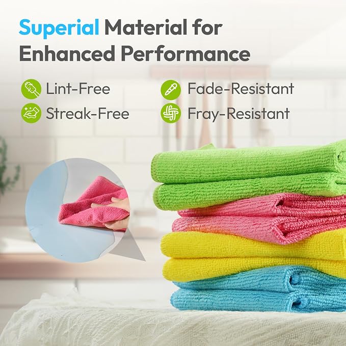 Microfiber Cleaning Cloth 12"X12" 24 Pack Colour Lint Free Microfiber Towels - Image 3