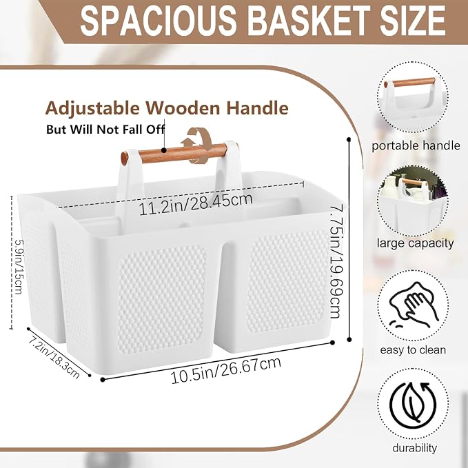 Haundry Plastic White Shower Caddy Basket - Image 2