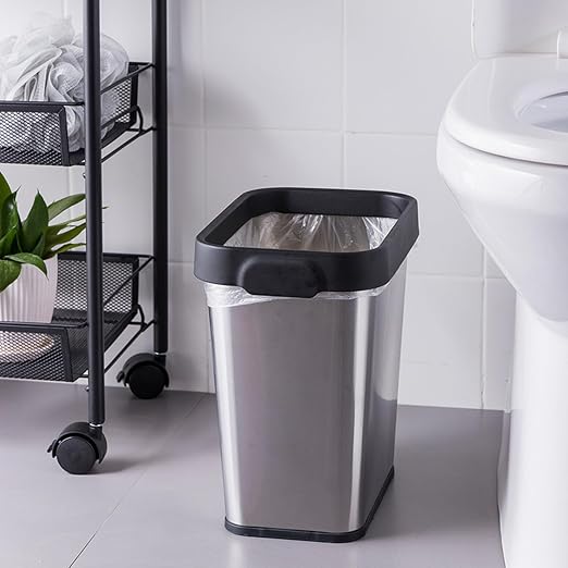 2 Pack Stainless Steel Trash Can 2 Gallon, Open Top Trash Can, Rectangle - Image 6