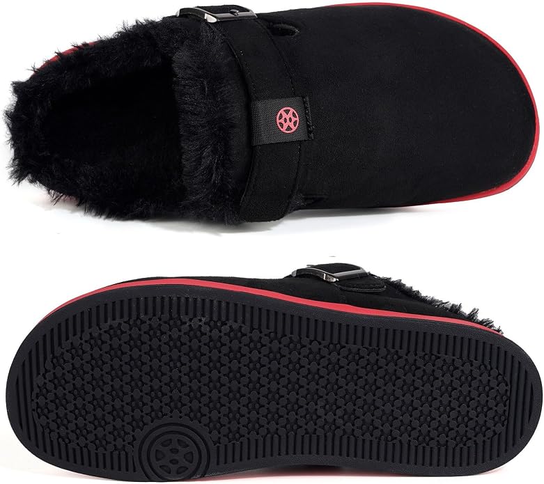 Fur Lined Clogs for Women Men Suede Winter Slippers Arch Support Slip on Mules - Image 3