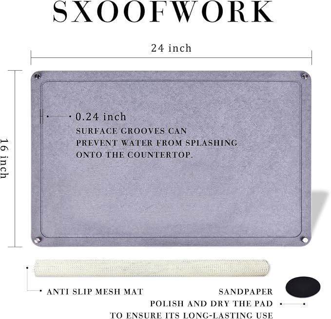 Large Diatomaceous Earth Stone Dish Drying Mats - Image 2