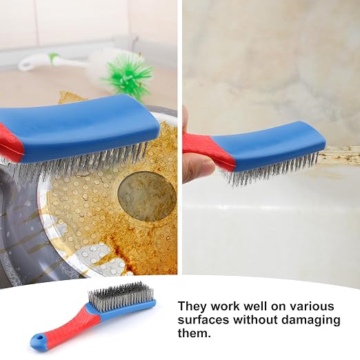 2Pcs Wire Brushes for Cleaning 6.3 Inch Heavy Duty Stainless Steel Wire Scratch - Image 6