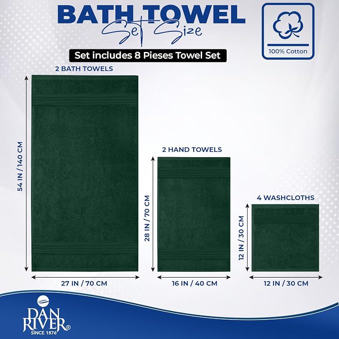 DAN RIVER 8 PC Luxury Bath Towels - Image 2