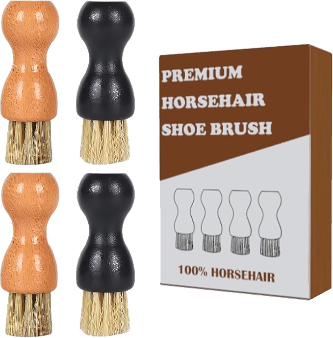 Horsehair Shoe Shine Applicator Brush Set by Euvia
