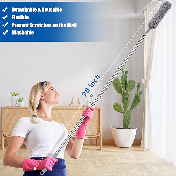 9PCS Dusters for Cleaning, Extendable Microfiber Duster - Image 3