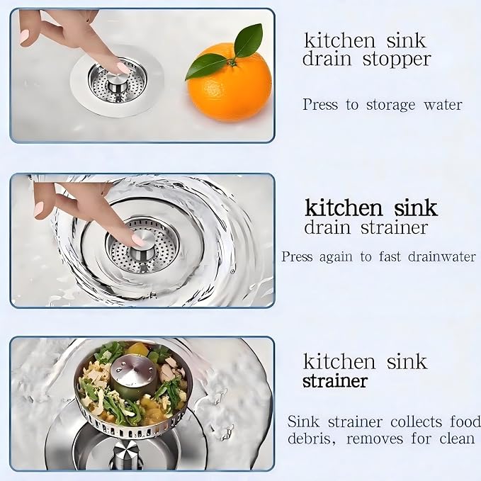 1Count 3-in-1 Kitchen Sink Drain Strainer & Stopper - Image 8