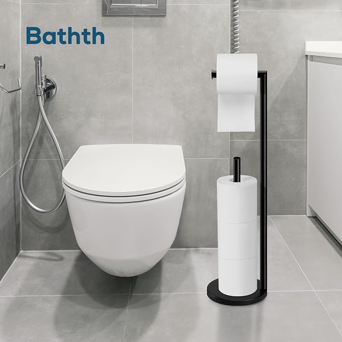 Toilet Paper Holder Stand, Toilet Paper Stand Black, Free Standing Toilet Paper - Image 4