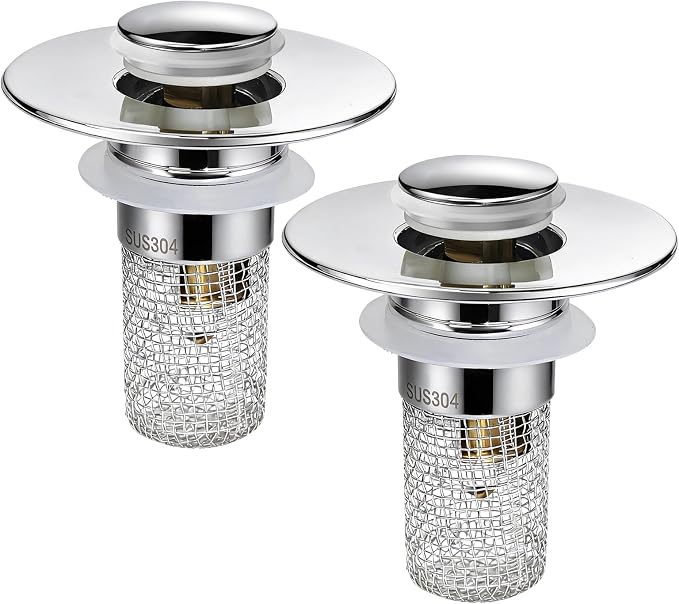 Universal Bathroom Sink Stopper & Hair Catcher, Stainless Steel Drain Filter by Unknown